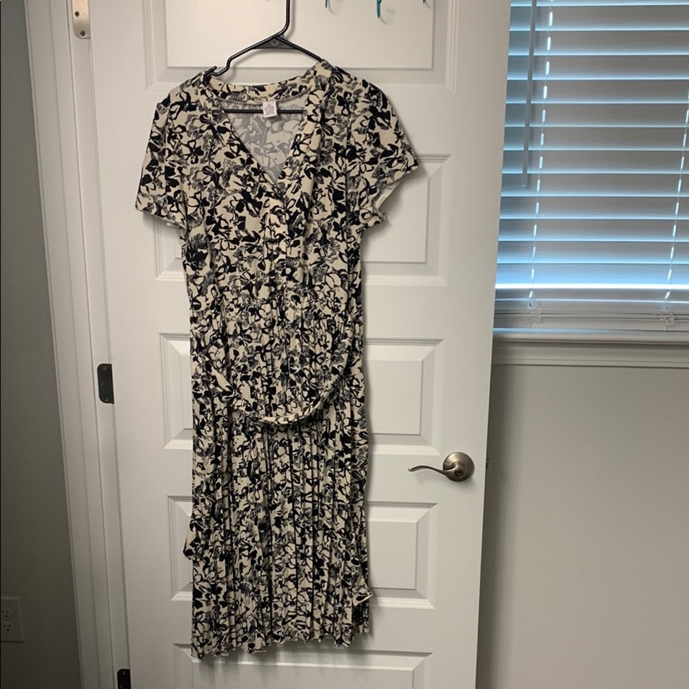 Floral Black and White Dress